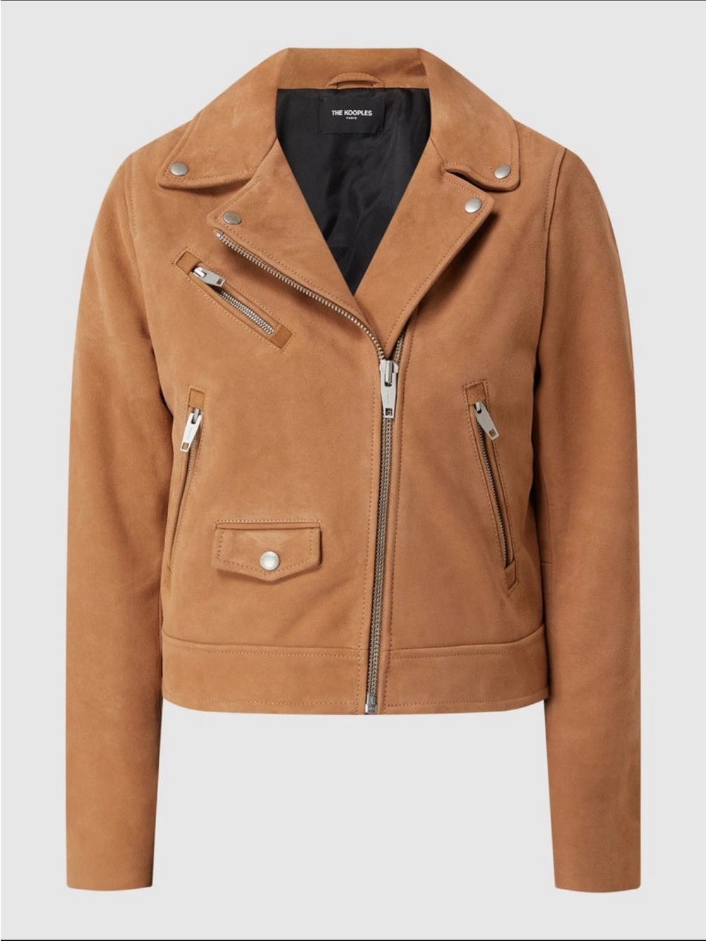 The Kooples Camel Suede Leather Biker Jacket – Genuine Leather size 3